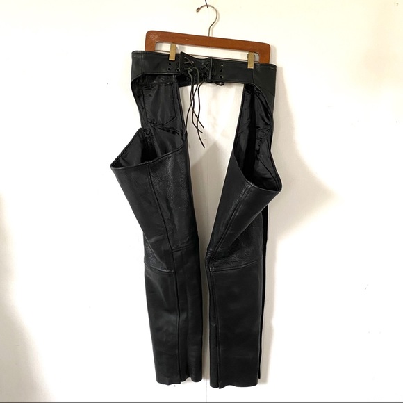 Motorcycle Jacket Chaps Black Leather Flame Snake - Picture 14 of 16